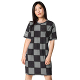Grey Checkerboard T-shirt dress