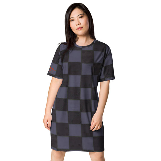 Slate Blue Checkerboard T-shirt dress