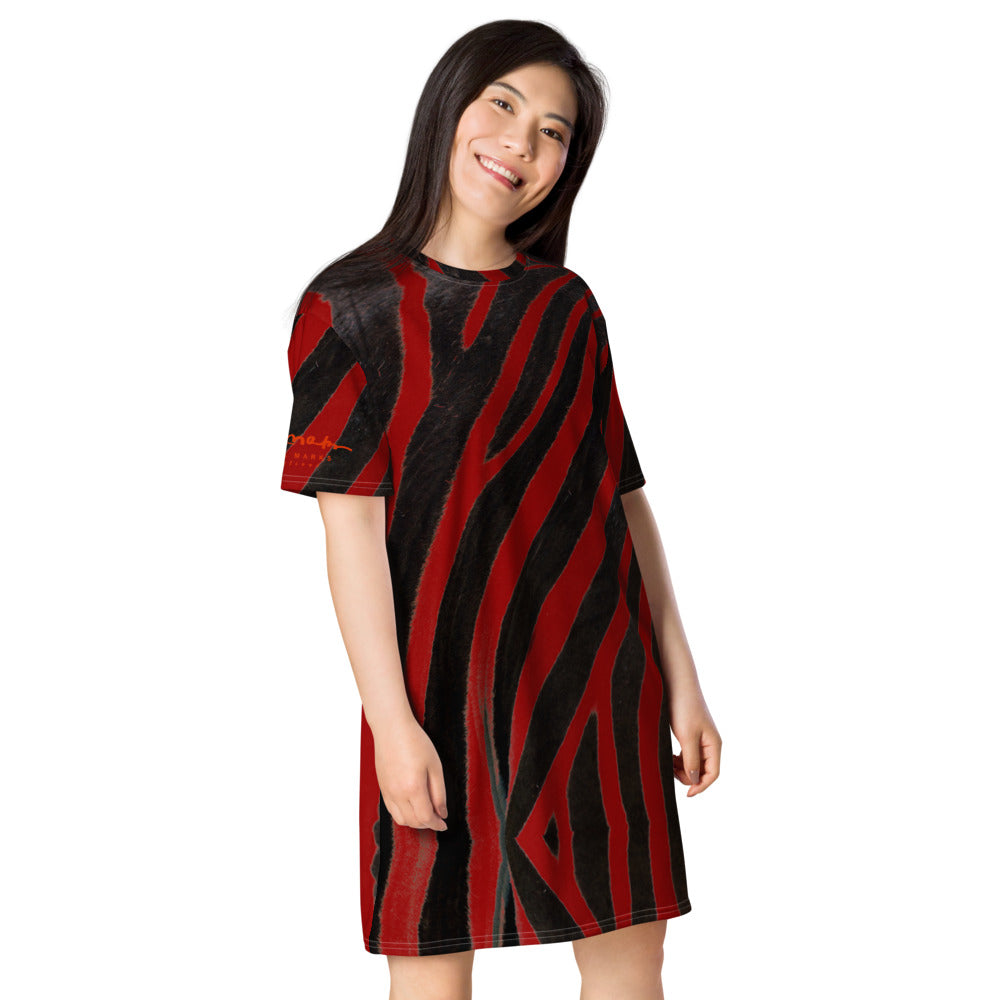Red Zebra T-shirt dress