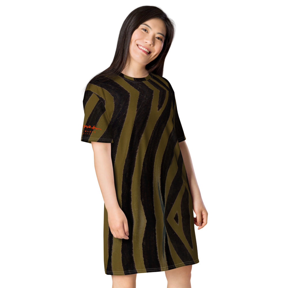 Olive Zebra T-shirt dress