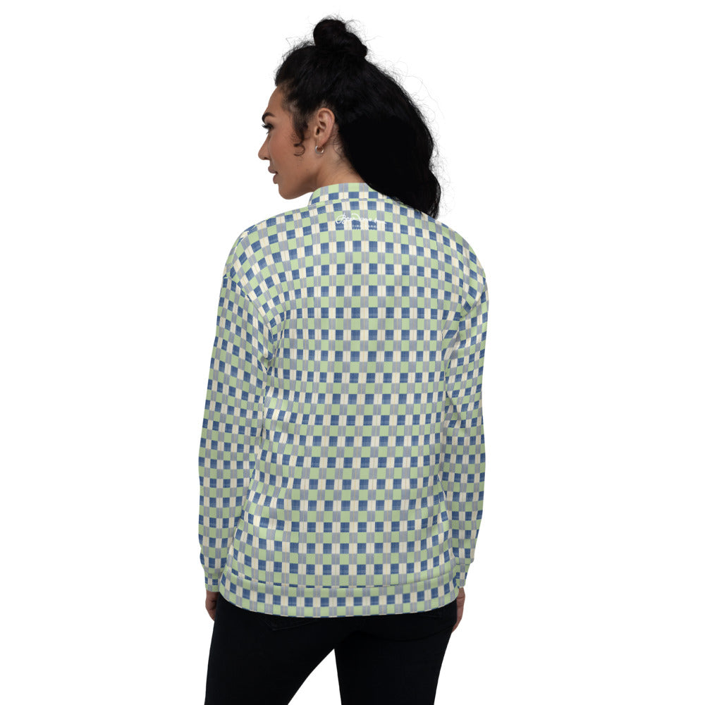 Recycled Unisex Bomber Jacket - Checkerboard Plaid - Women