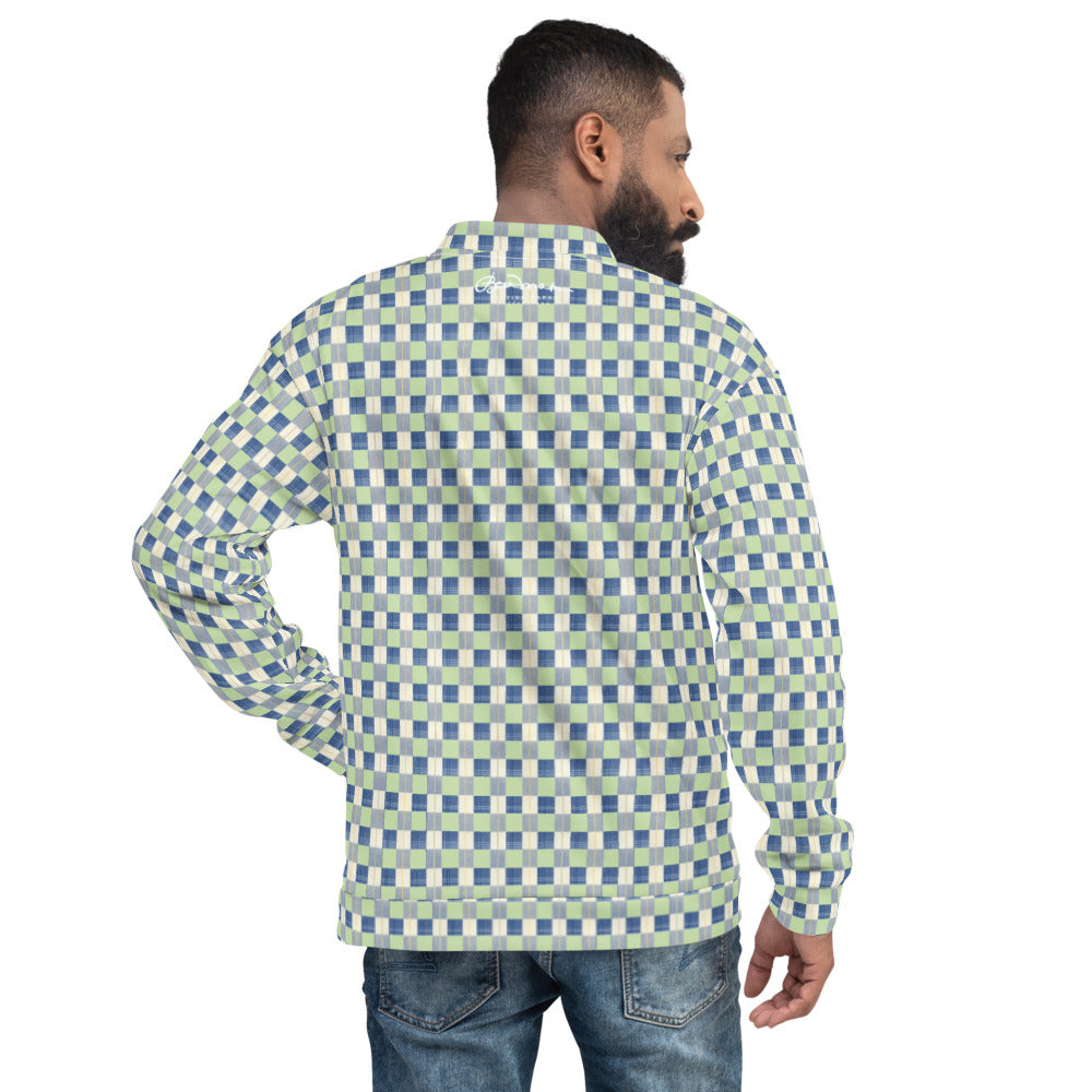 Recycled Unisex Bomber Jacket - Checkerboard Plaid - Men