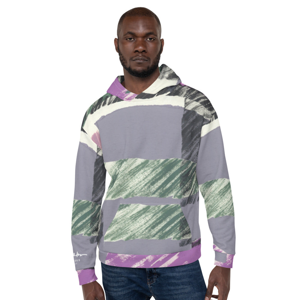 Recycled Unisex Hoodie - Abstract Engineered Collage - Men