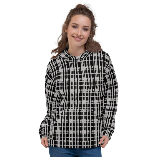 Recycled Unisex Hoodie - Grey Tight Plaid - Women