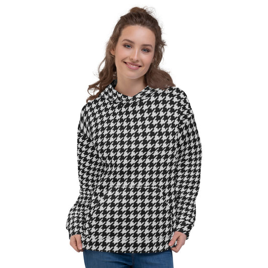 Recycled Unisex Hoodie - BW Houndstooth - Women