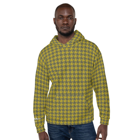 Recycled Unisex Hoodie - Olive Houndstooth - Men