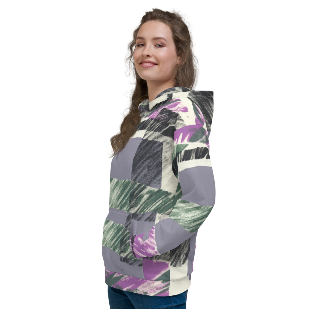 Recycled Unisex Hoodie - Abstract Engineered Collage - Women