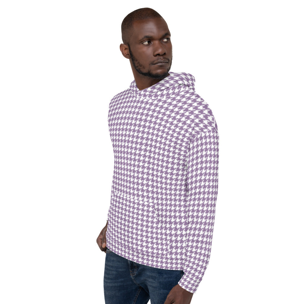 Recycled Unisex Hoodie - Lilac Houndstooth - Men