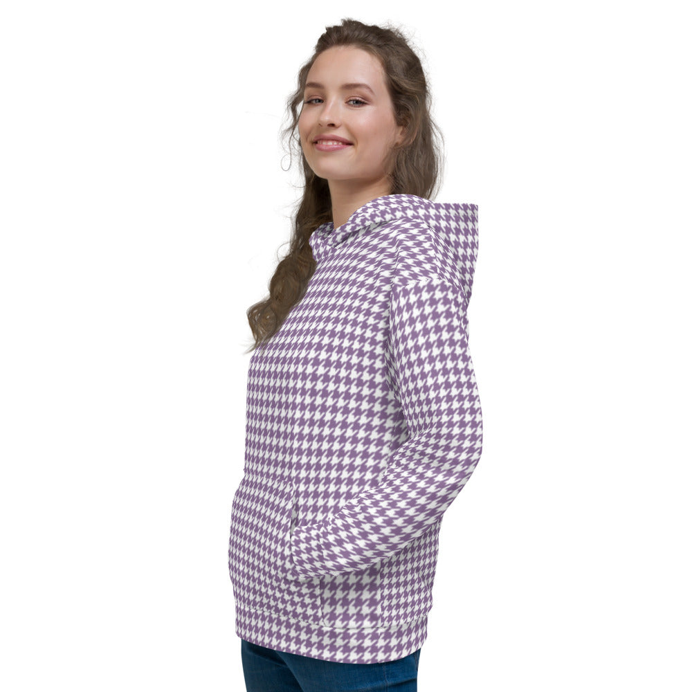 Recycled Unisex Hoodie - Lilac Houndstooth - Women