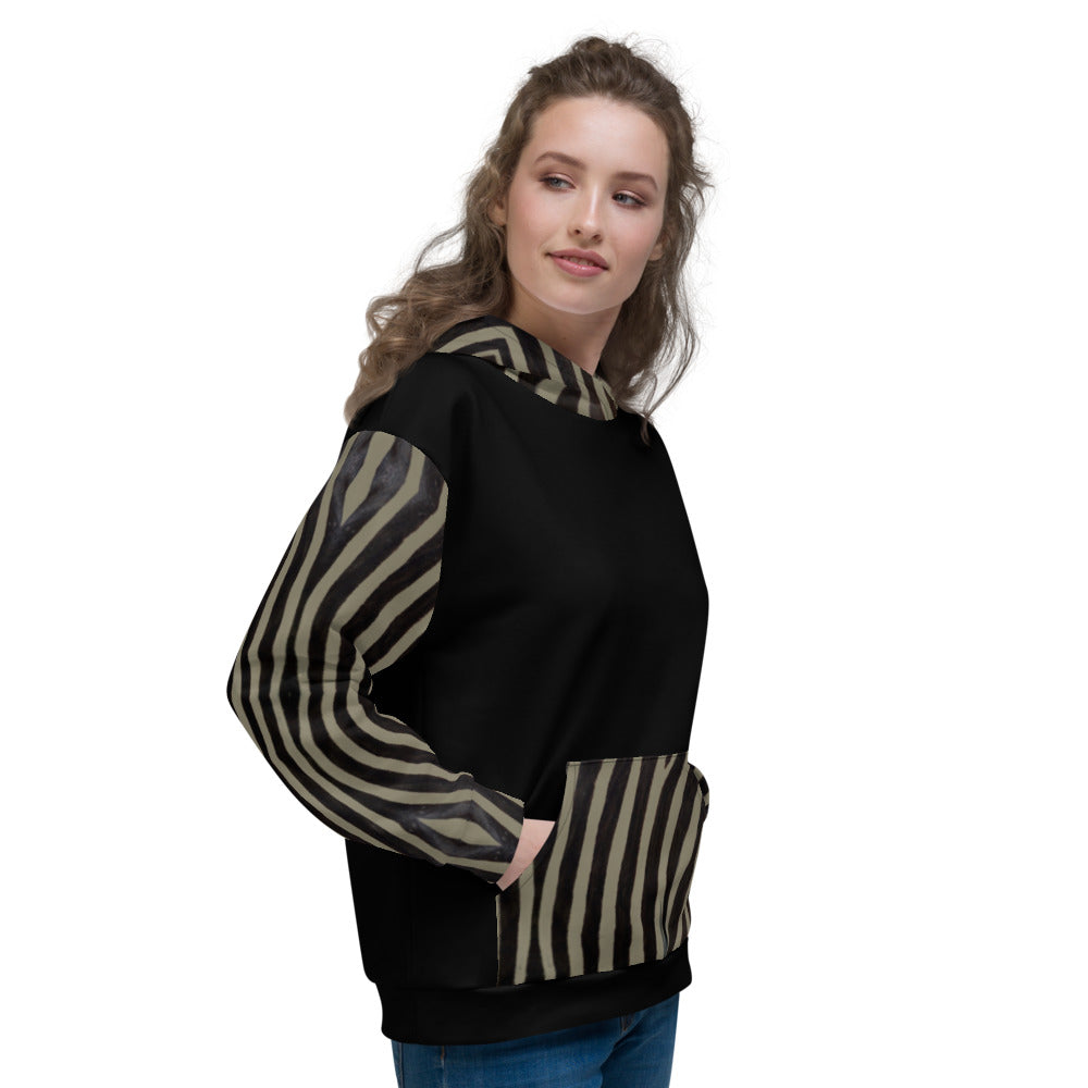 Recycled Unisex Hoodie - Engineered Khaki Zebra - Women