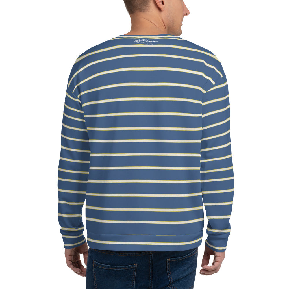 Recycled Unisex Sweatshirt - Blue Yellow White Stripe - Men