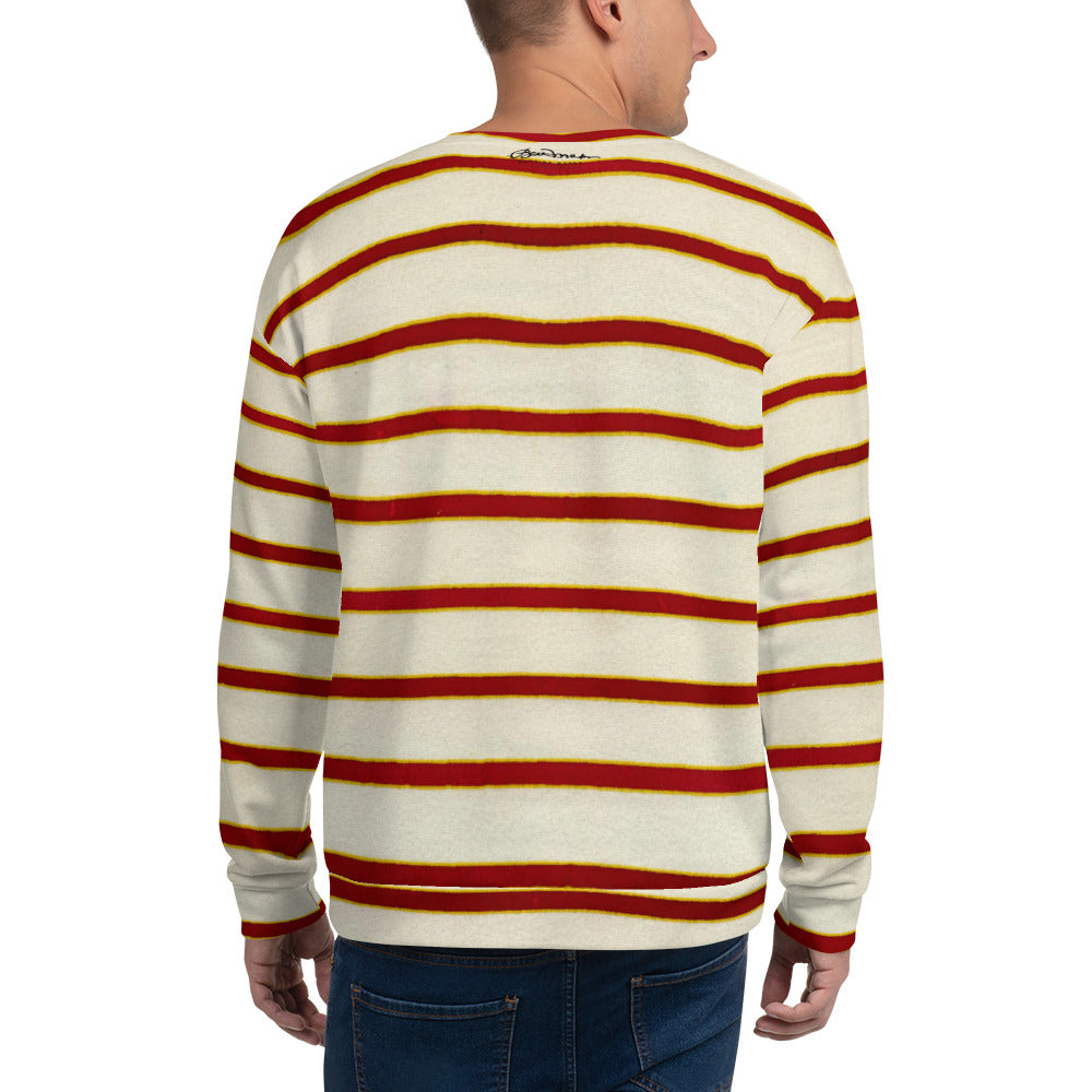 Recycled Unisex Sweatshirt - Red White Stripe - Men