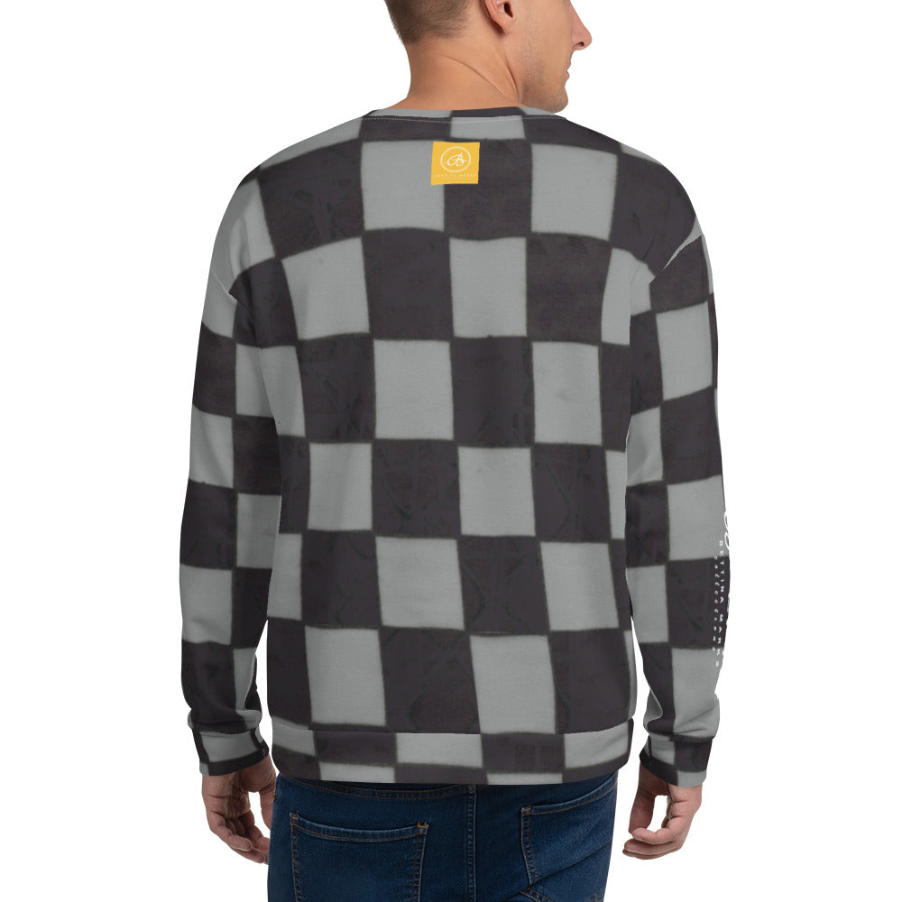 Recycled Unisex Sweatshirt - Grey Checkerboard - Men