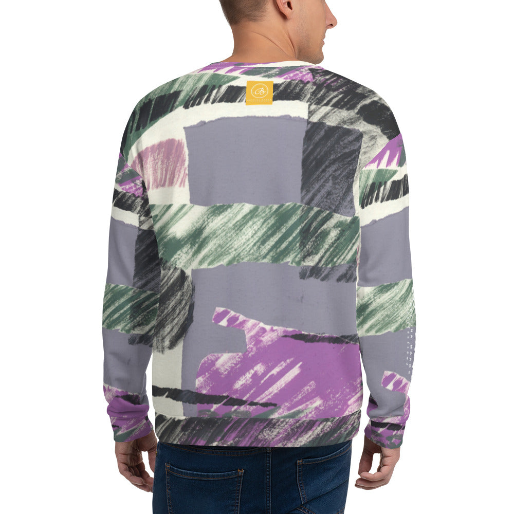 Recycled Unisex Sweatshirt - Abstract Engineered Collage - Men