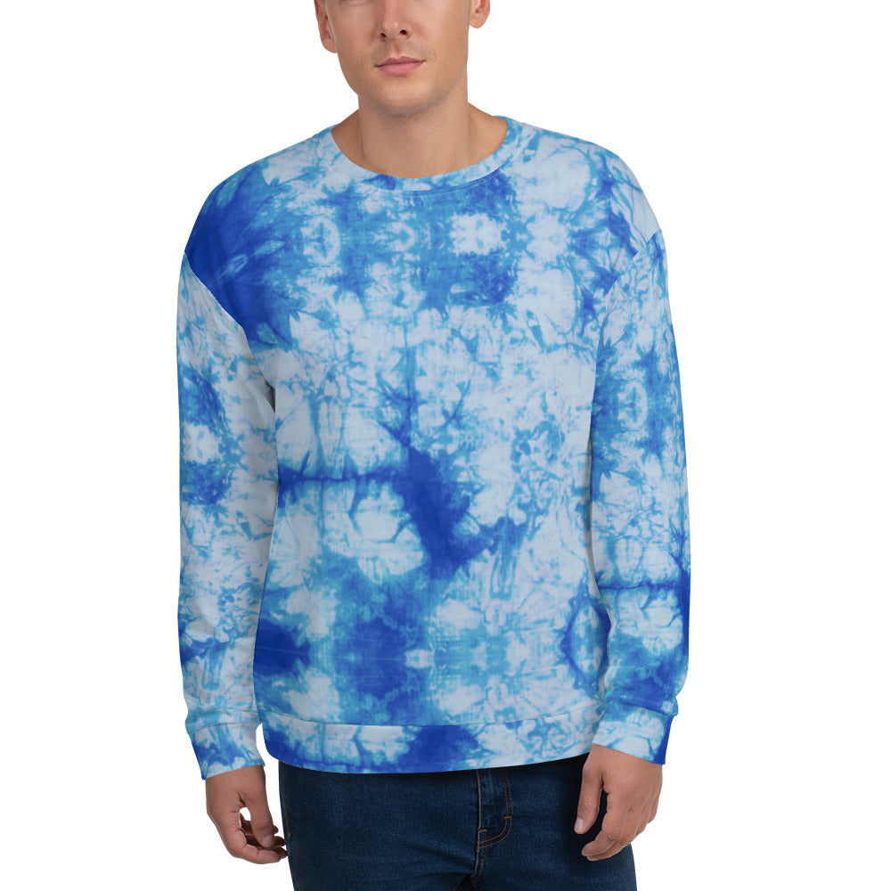 Recycled Unisex Sweatshirt - Blue Tie Dye - Men