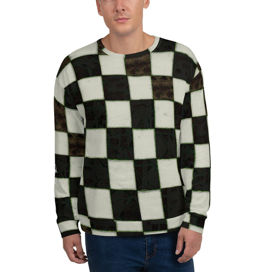 Recycled Unisex Sweatshirt - BW Checkerboard - Men