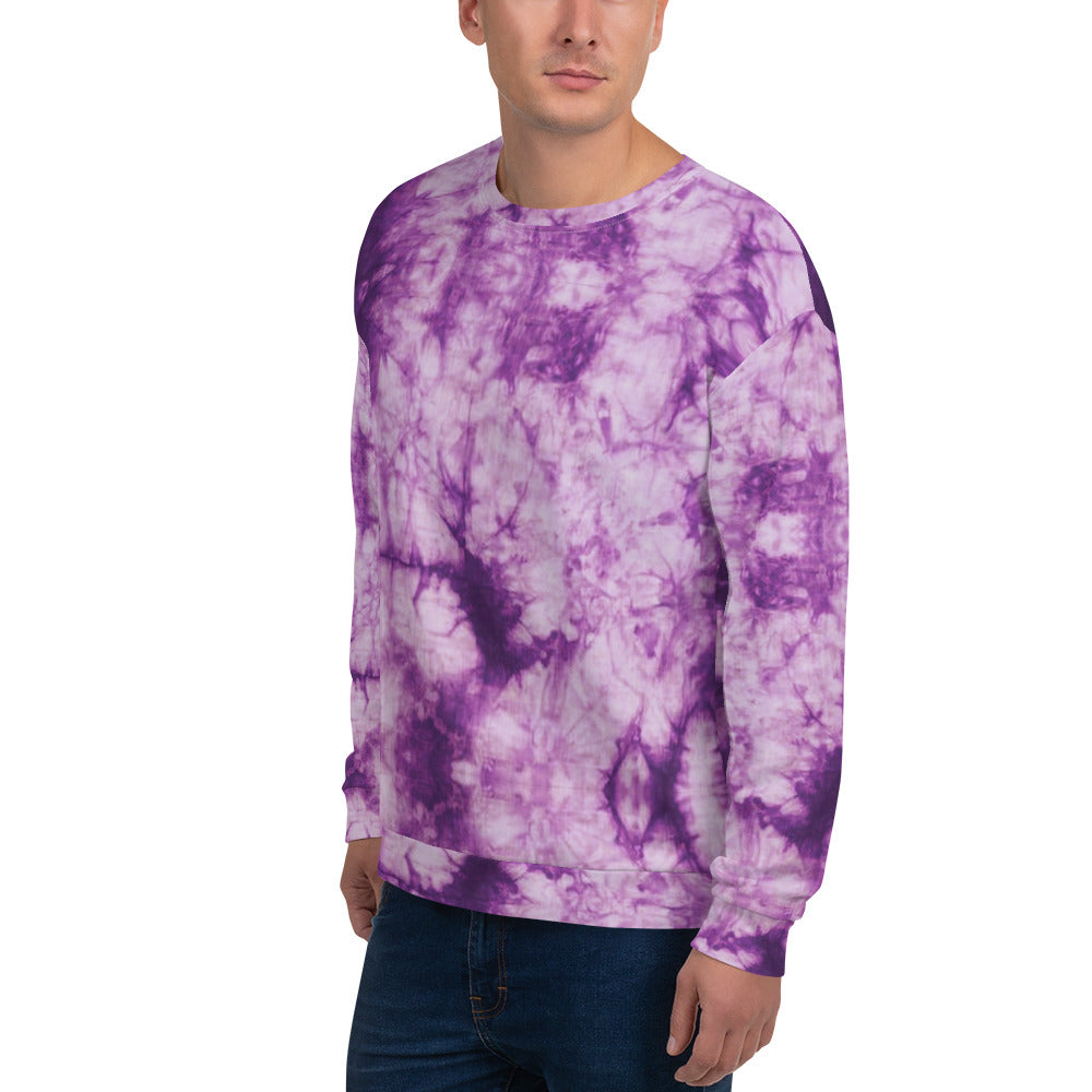 Recycled Unisex Sweatshirt - Purple Tie Dye - Men