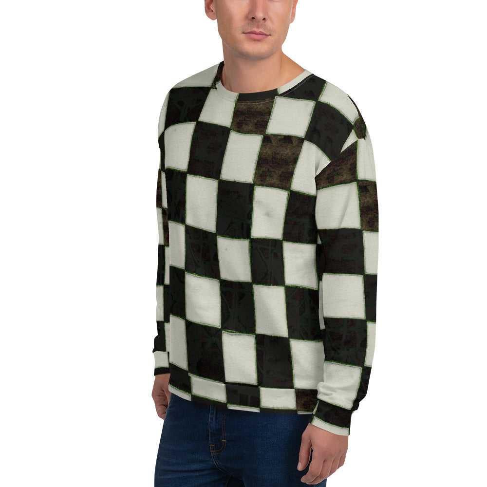 Recycled Unisex Sweatshirt - BW Checkerboard - Men