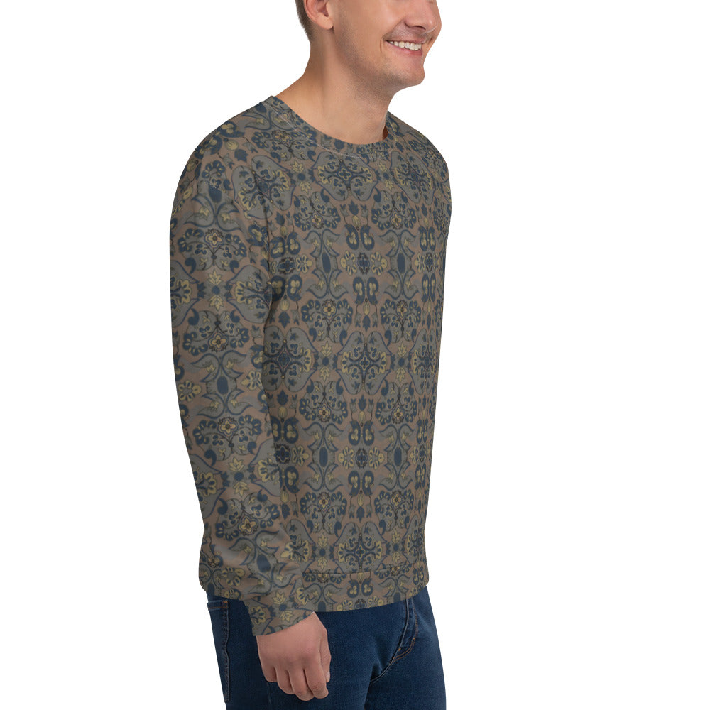 Recycled Unisex Sweatshirt - Not Quite Paisley On Light Brown - Men