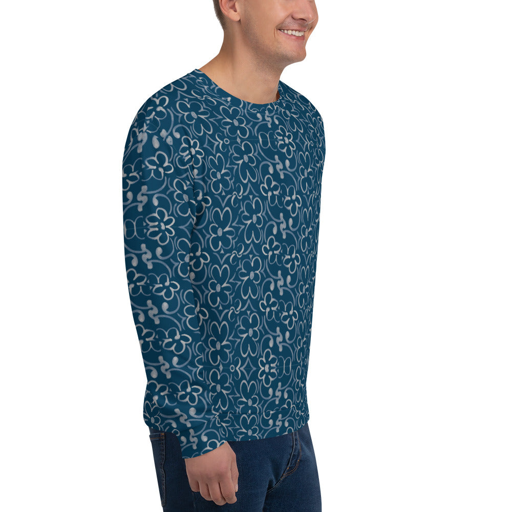 Recycled Unisex Sweatshirt - Linear Sixties Floral - Men