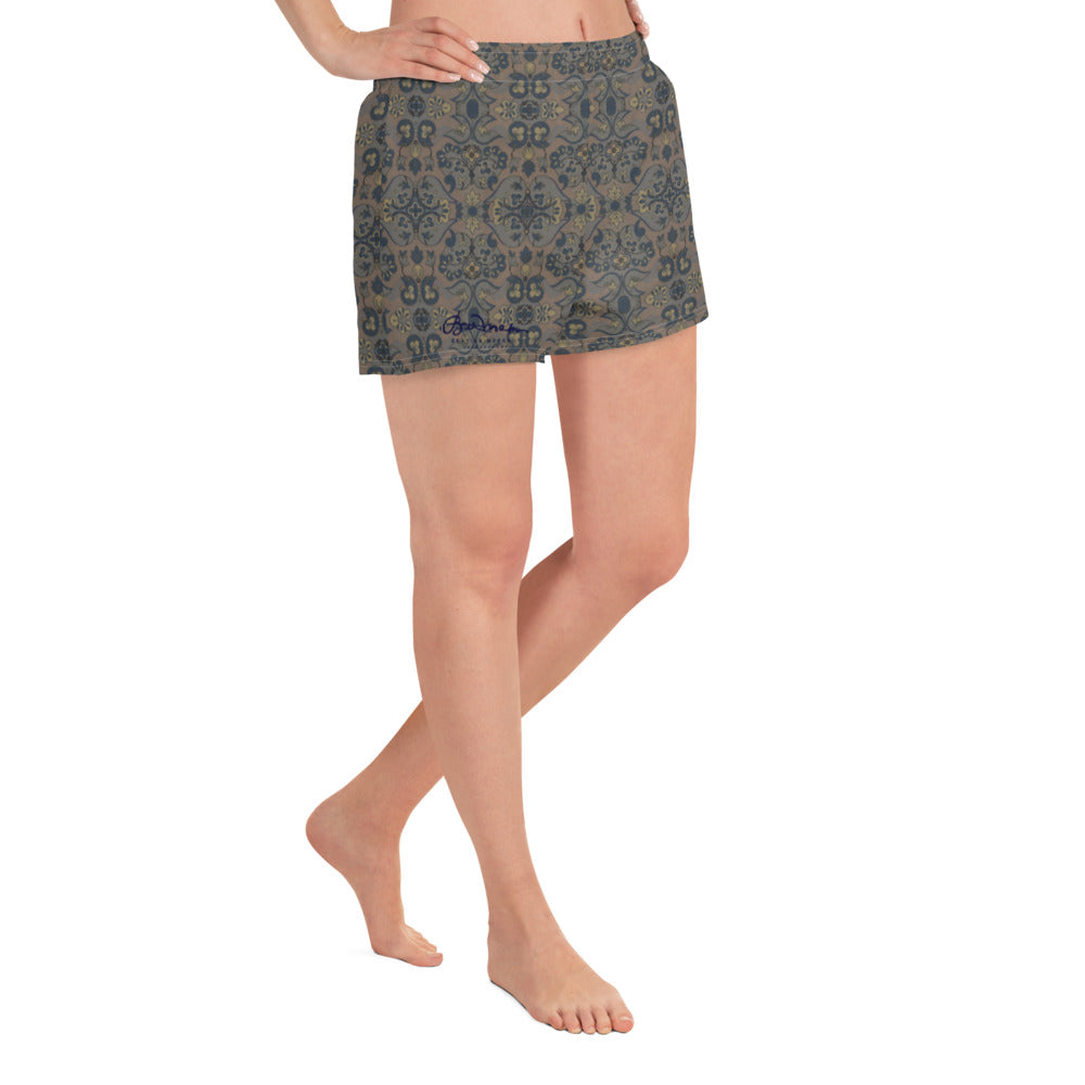 Women's Not Quite Paisley On Light Brown Athletic Shorts