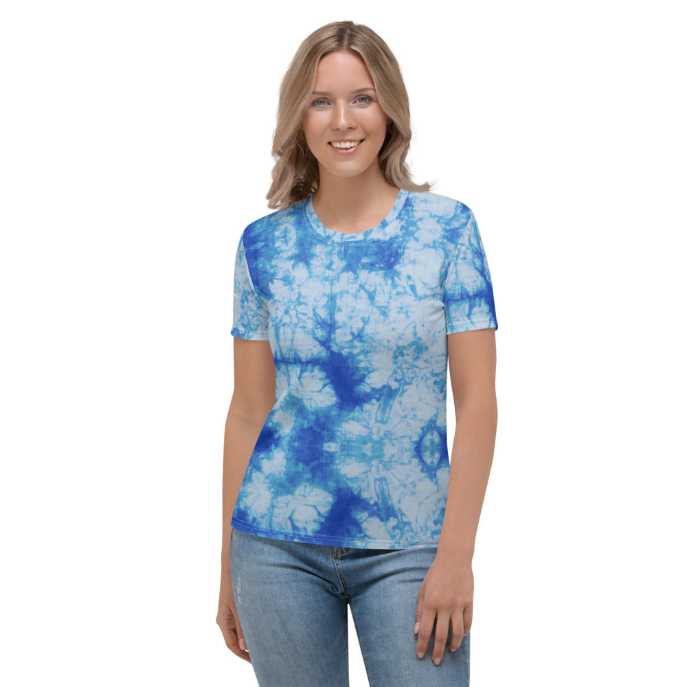 Blue Tie Dye Women's T-shirt