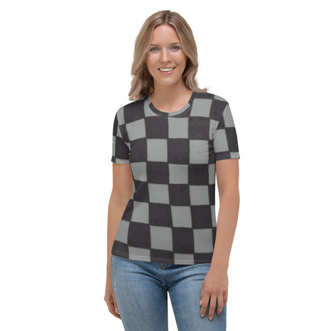 Grey Checkerboard Women's T-shirt