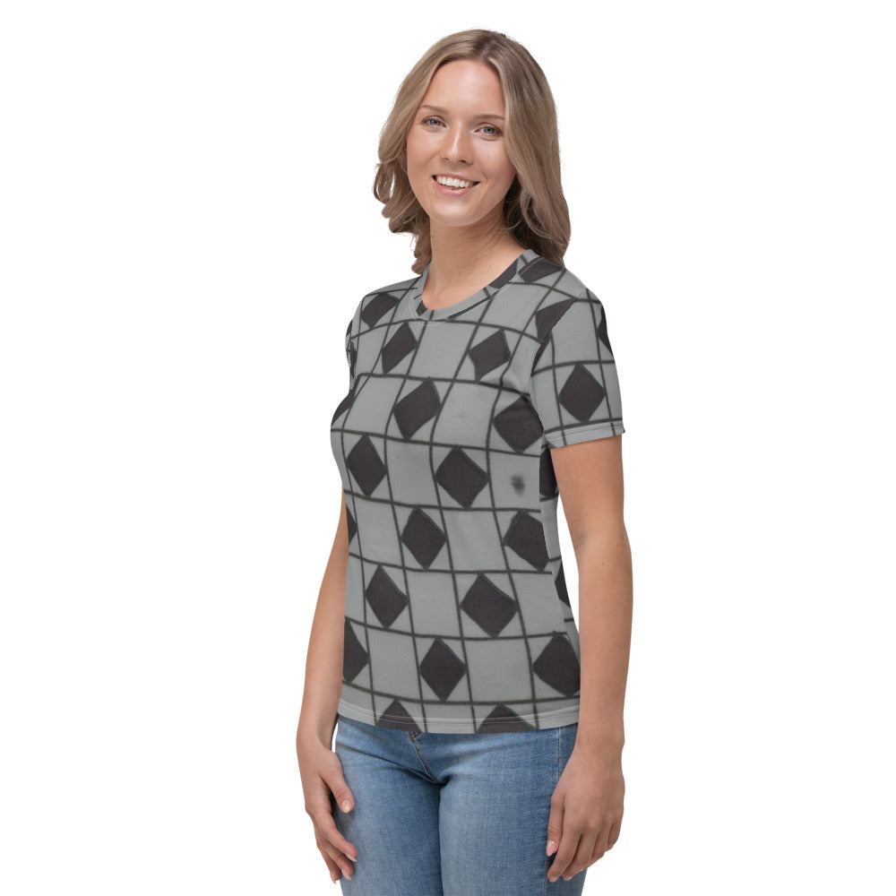 Grey Checkerboard Women's T-shirt