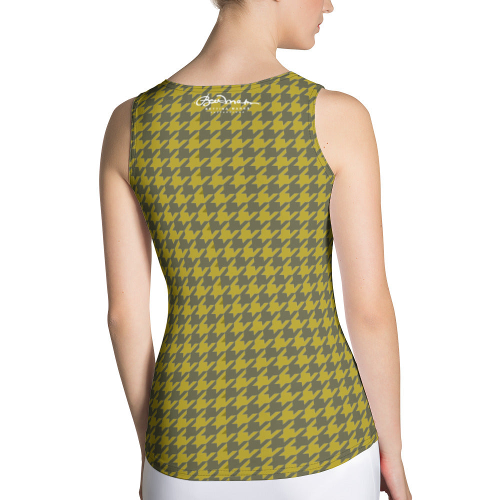 Olive Houndstooth Tank Top