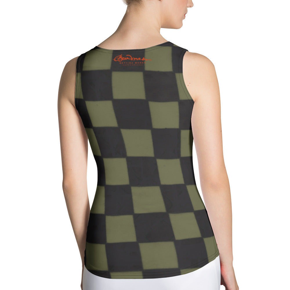 Khaki Checkerboard Tank Top