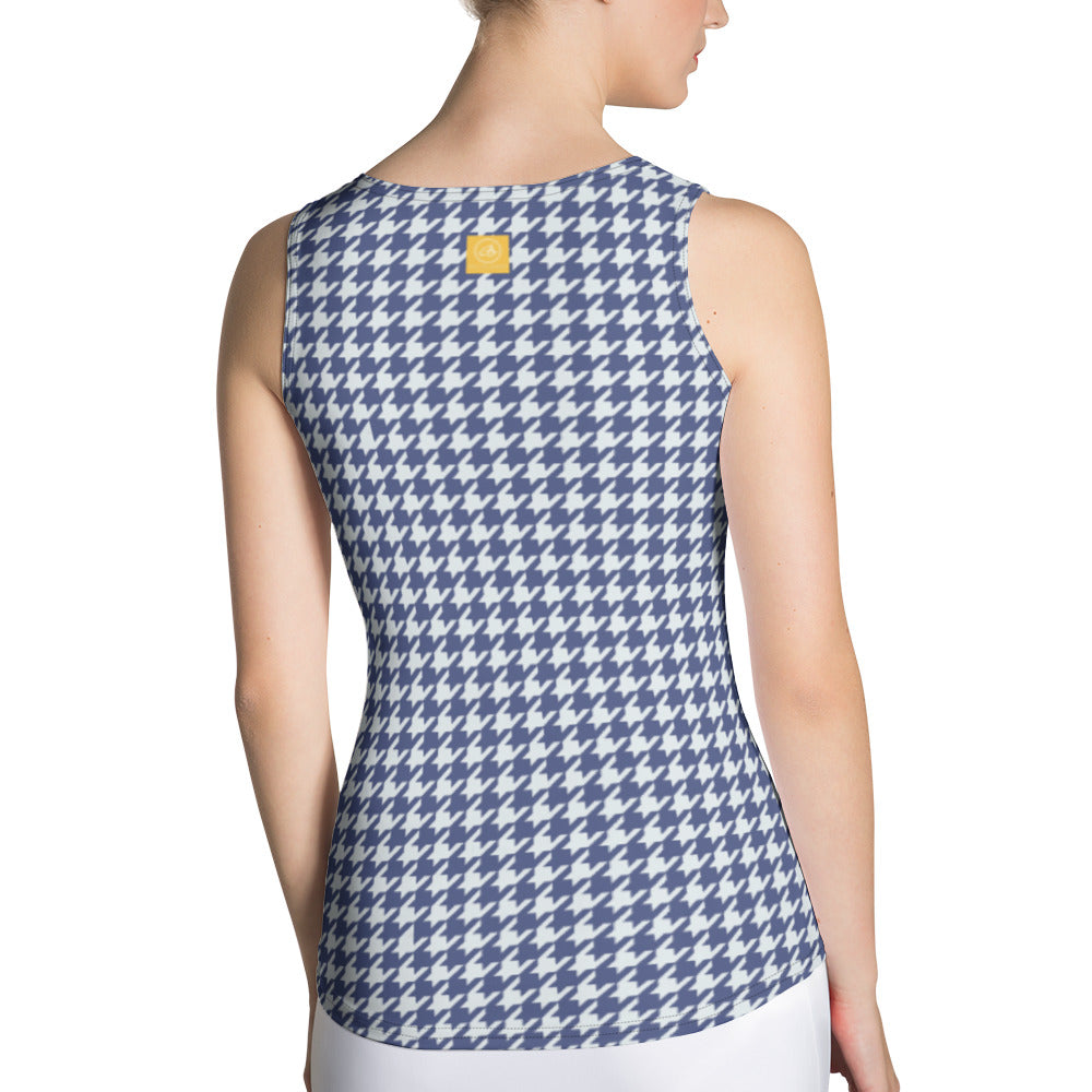 Navy Blue Houndstooth Tank Top