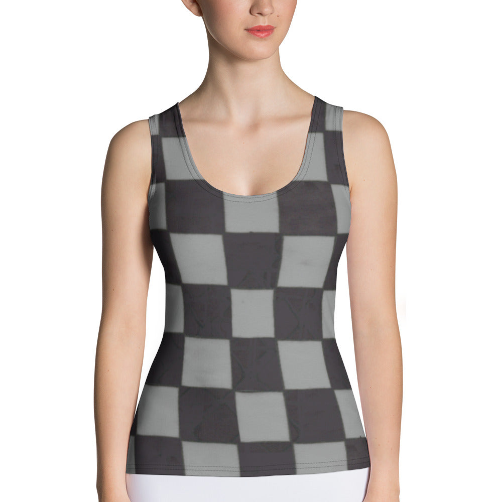 Grey Checkerboard Tank Top