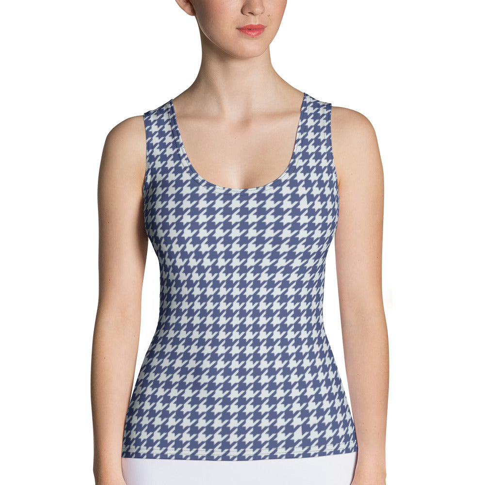 Navy Blue Houndstooth Tank Top
