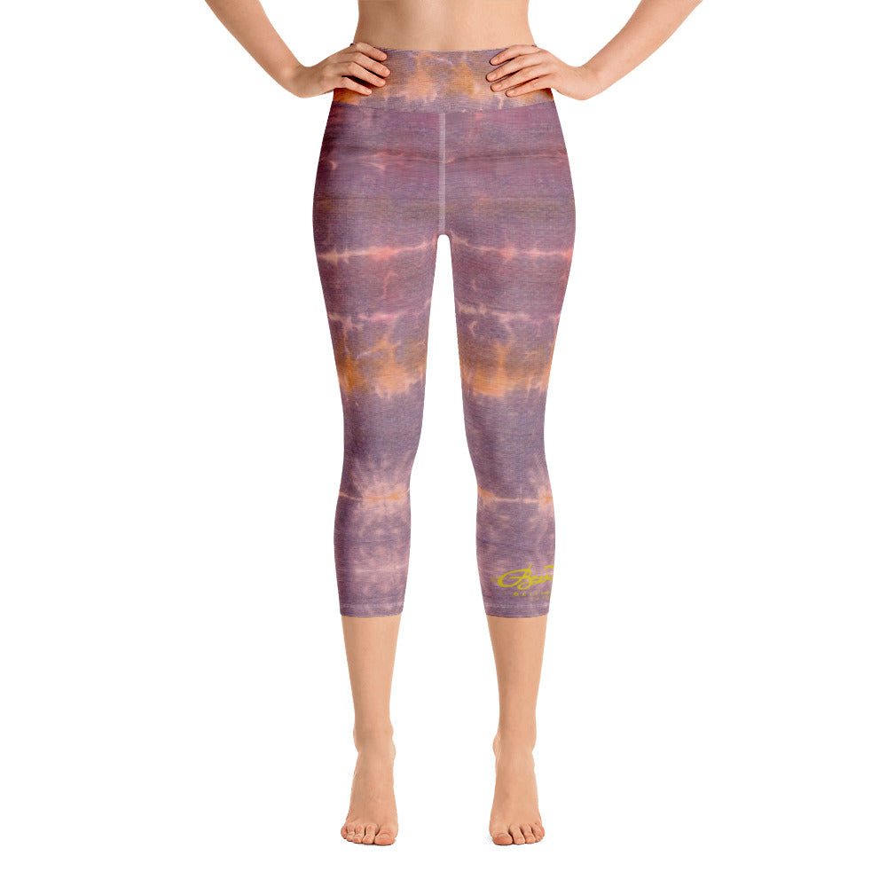 Purple Sunset Tie Dye Yoga Capri Leggings