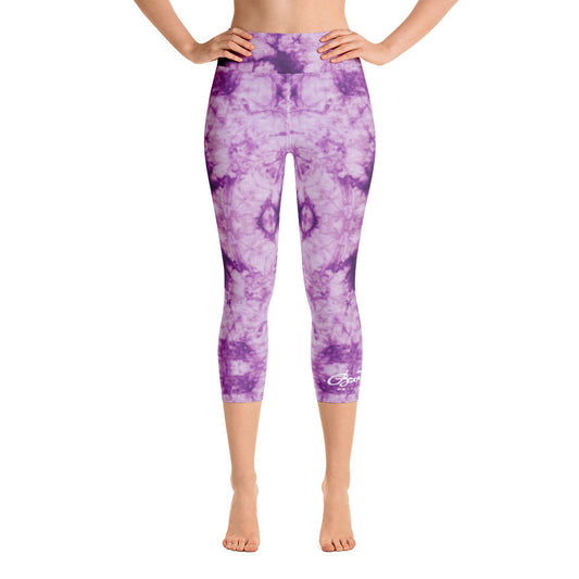 Purple Tie Dye Yoga Capri Leggings