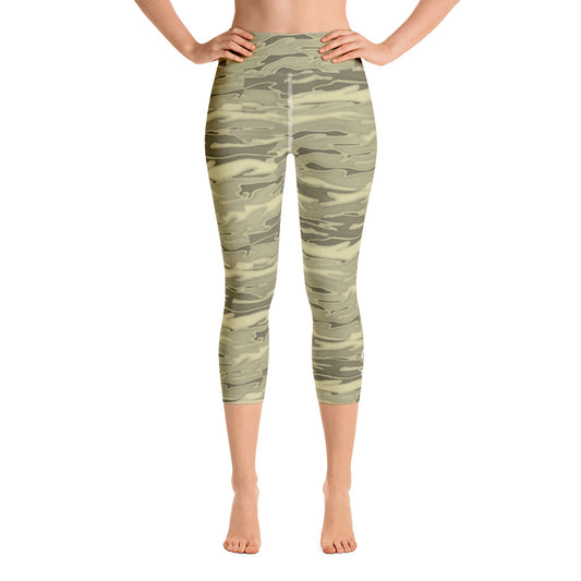 Khaki Lava Camouflage Yoga Capri Leggings