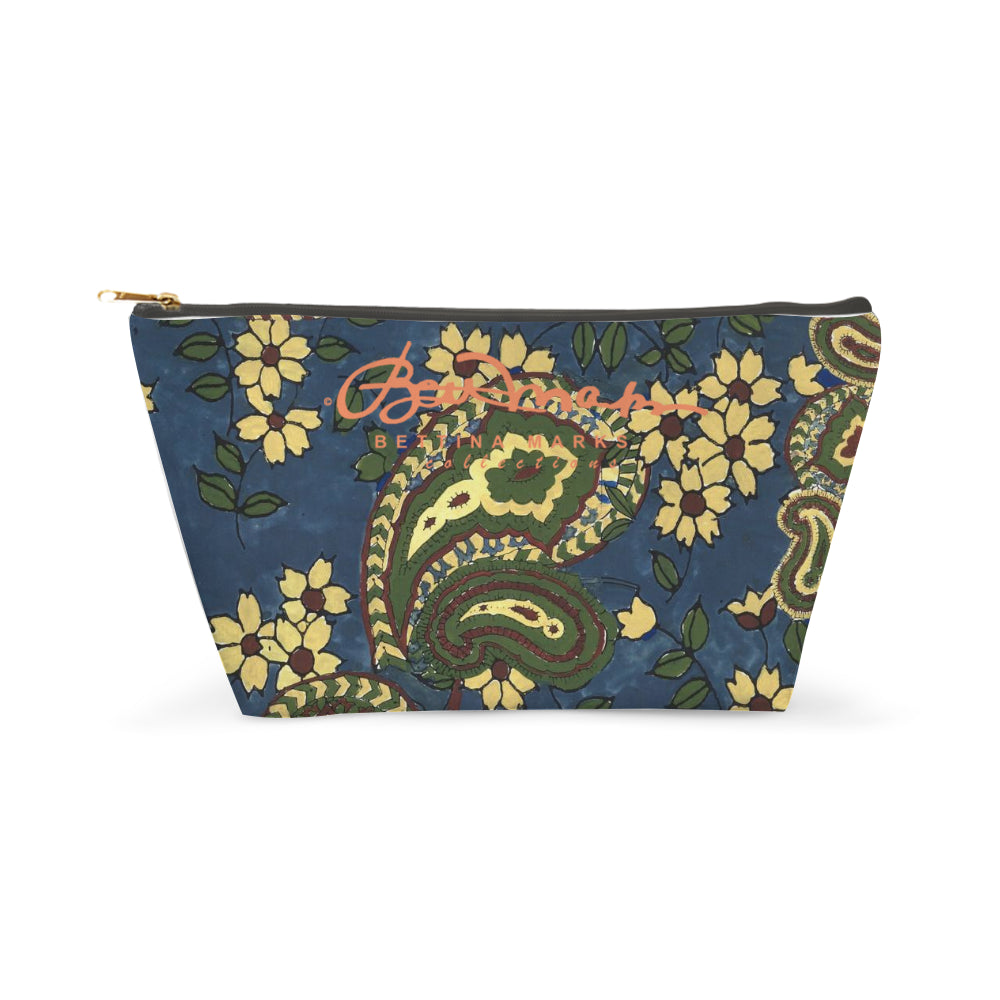 Sargosas Blue and Almond Buff (coloured) Paisley Accessory Pouch T-Bottom