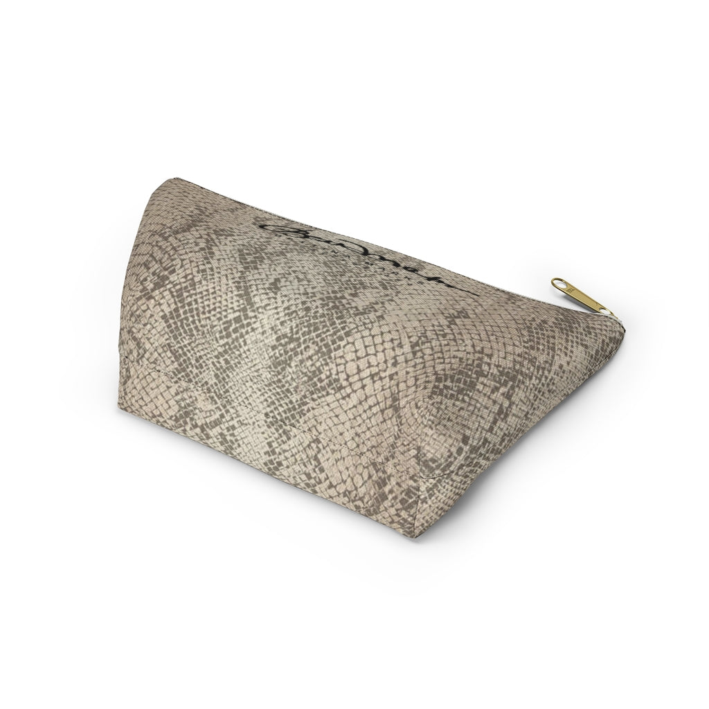 Snake Print Accessory Pouch w T-bottom
