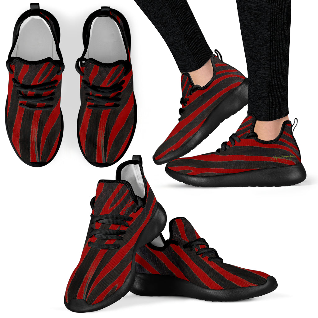 Red Zebra Mesh Knit Sneakers