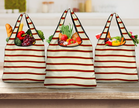 Red White Stripe Grocery Bag
