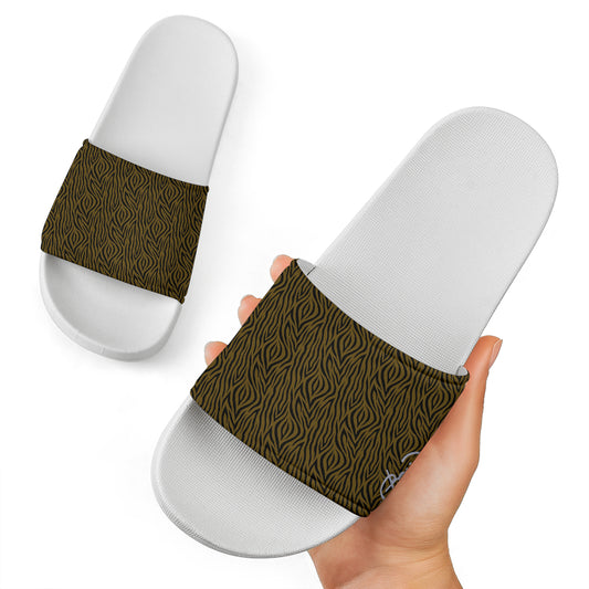Olive Zebra Slide Sandal