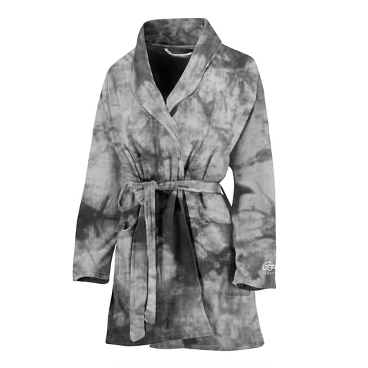 Grey Tie Dye Bath Robe - Women