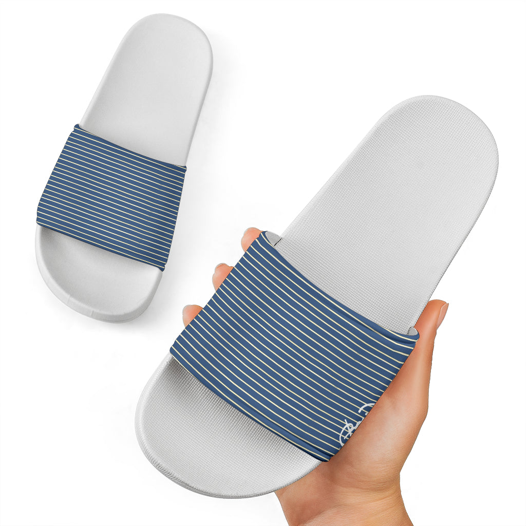 Blue Yellow White Stripe Slide Sandal