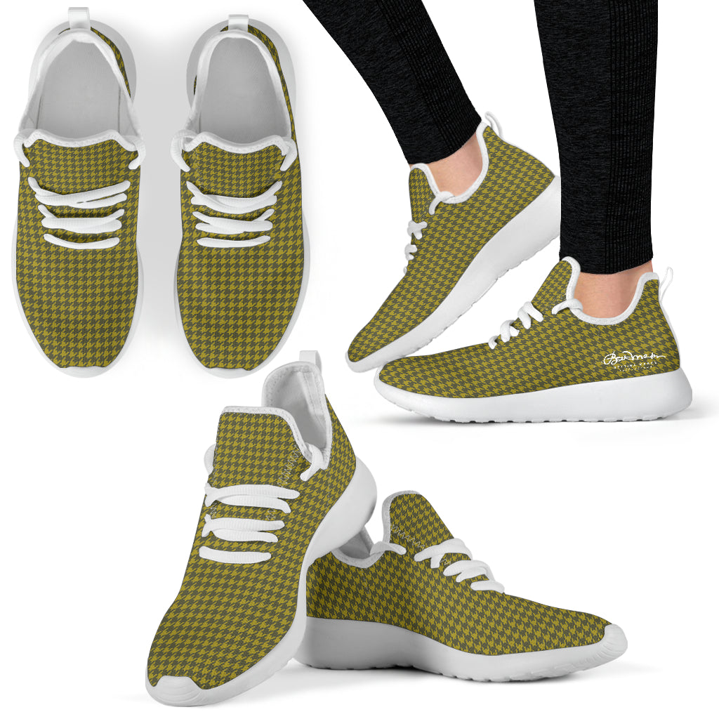 Olive Houndstooth Mesh Knit Sneakers