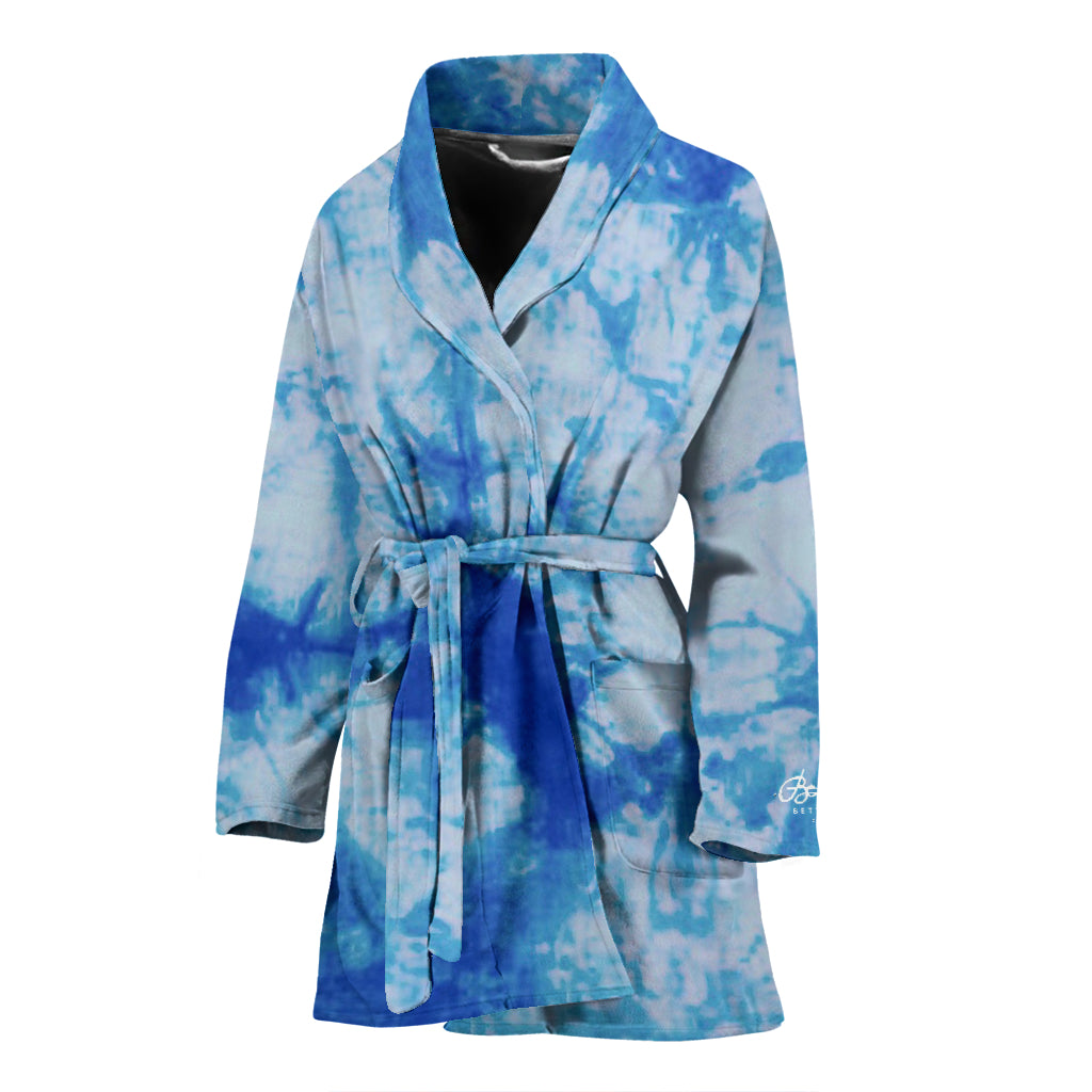 Blue Tie Dye Bath Robe - Women