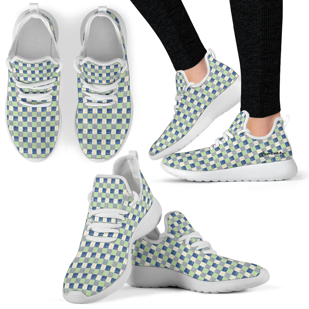 Checkerboard Plaid Mesh Knit Sneakers