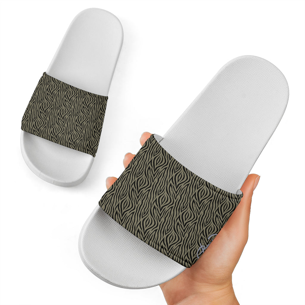 Khaki Zebra Slide Sandal