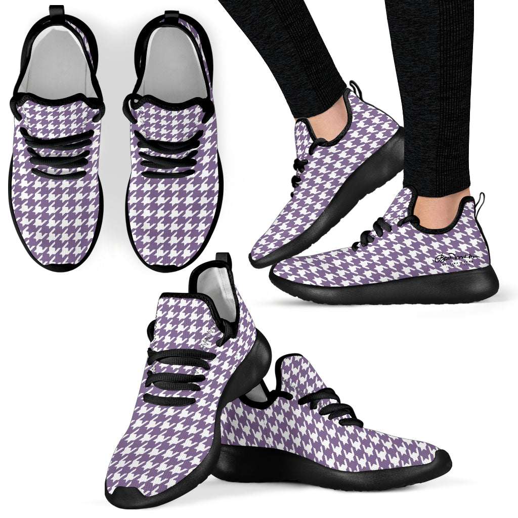 Lilac Houndstooth Mesh Knit Sneakers