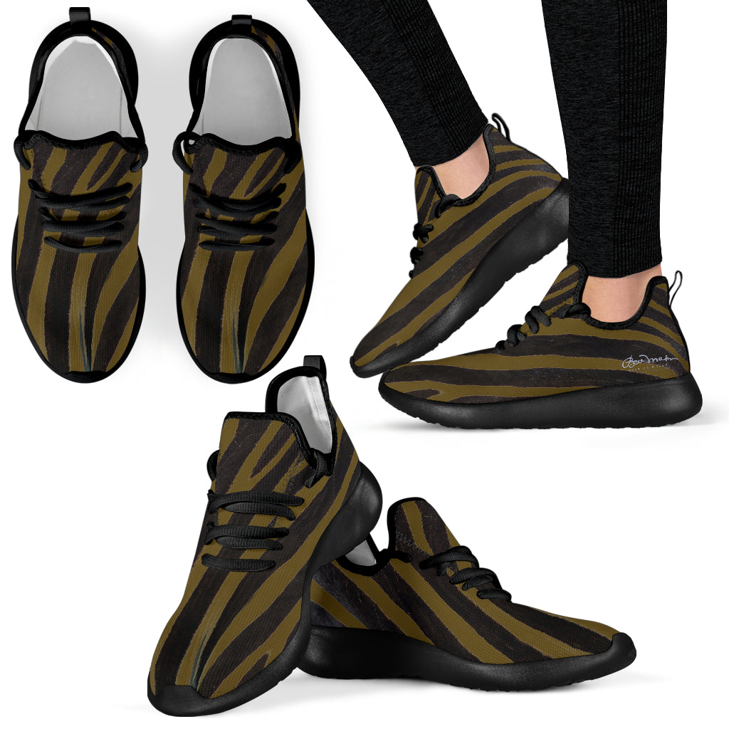 Olive Zebra Mesh Knit Sneakers