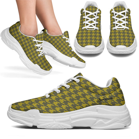 Yellow Houndstooth Chunky Sneakers